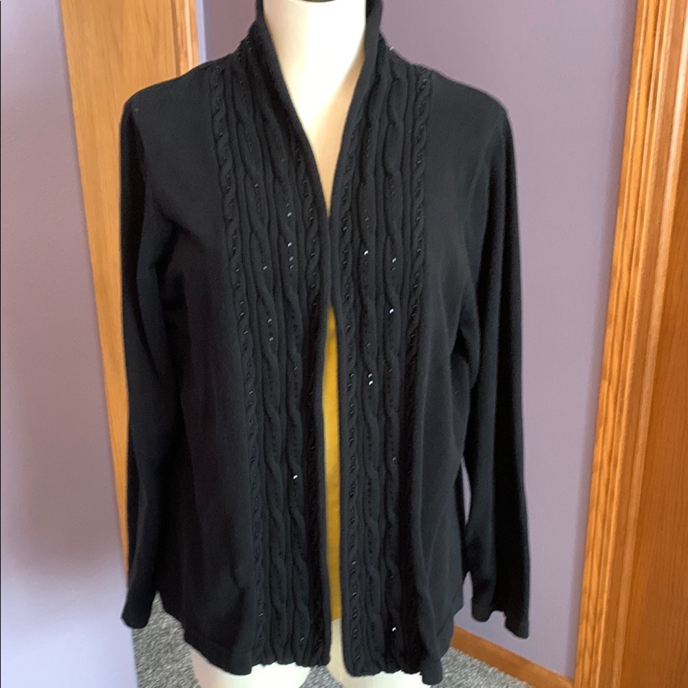Christopher and Banks Black Cable Knit Women's Sweater, size XL